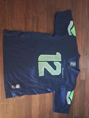 Team Apparel Navy & Neon Green Kids Football Jersey - Number 12
